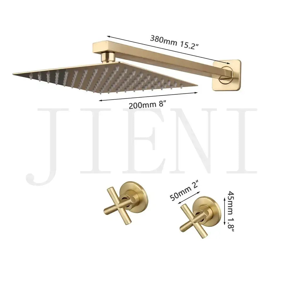 Antique brass round rainfall shower faucet set bathroom fixtures