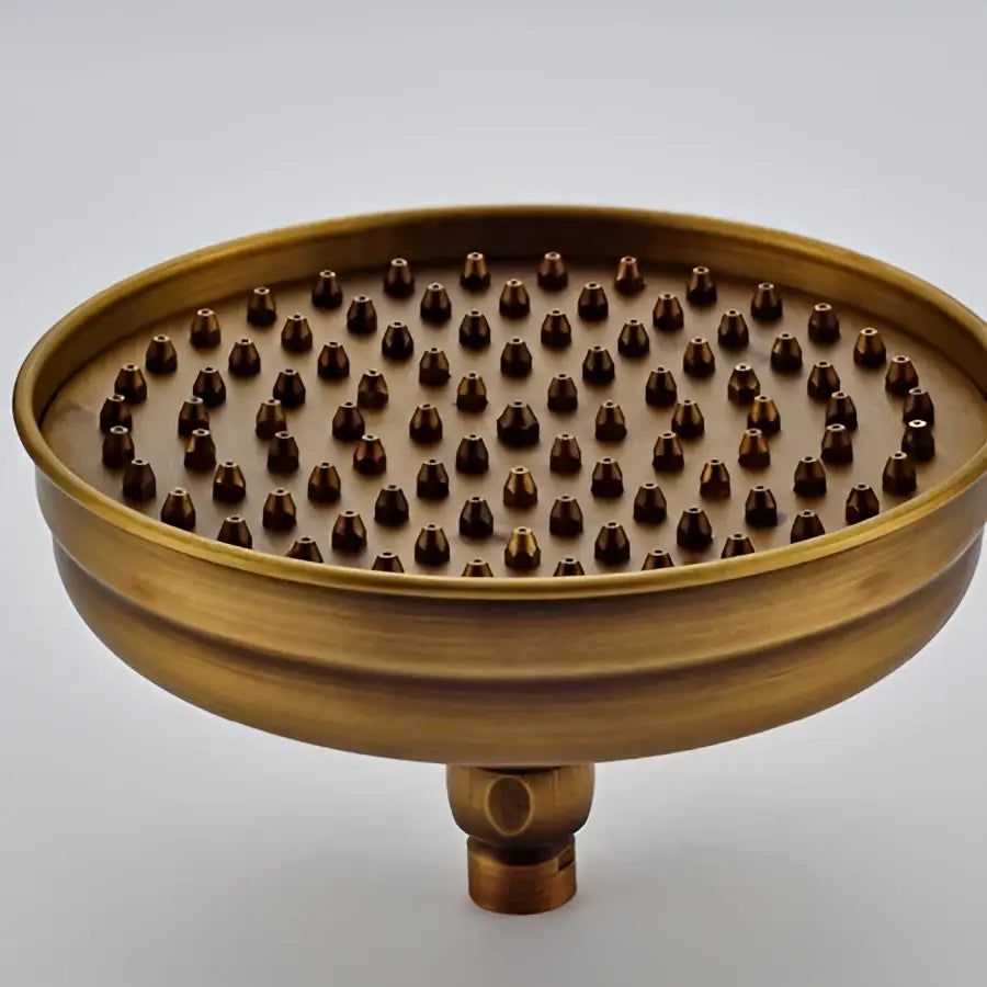 Antique brass shower set with ceramic handheld sprayer for bathroom