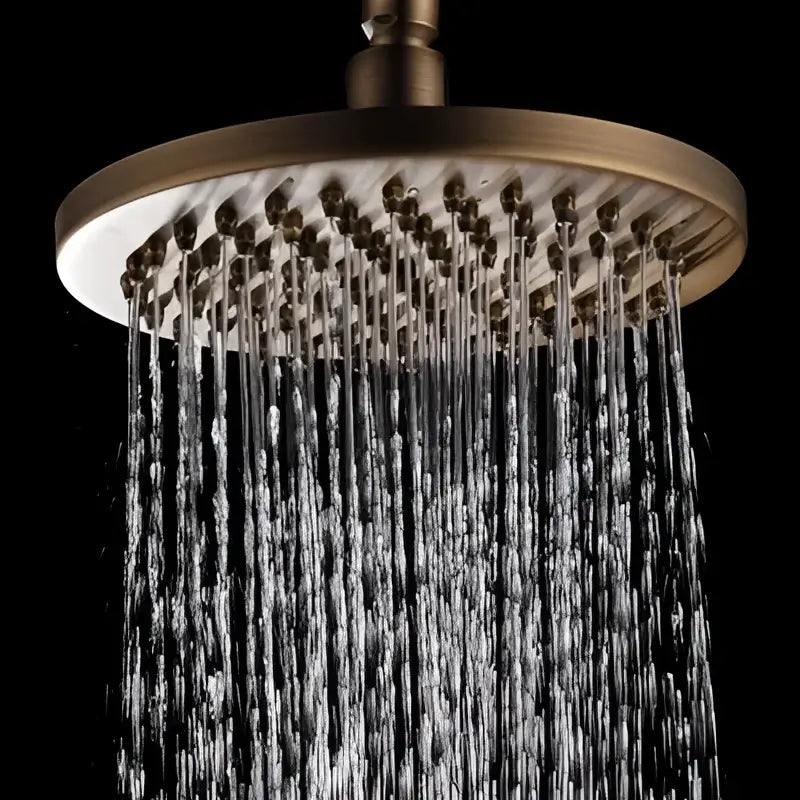 Antique brass shower set with ceramic handheld sprayer for bathroom