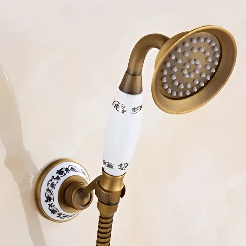 Antique brass shower set with handheld sprayer – bathroom kit