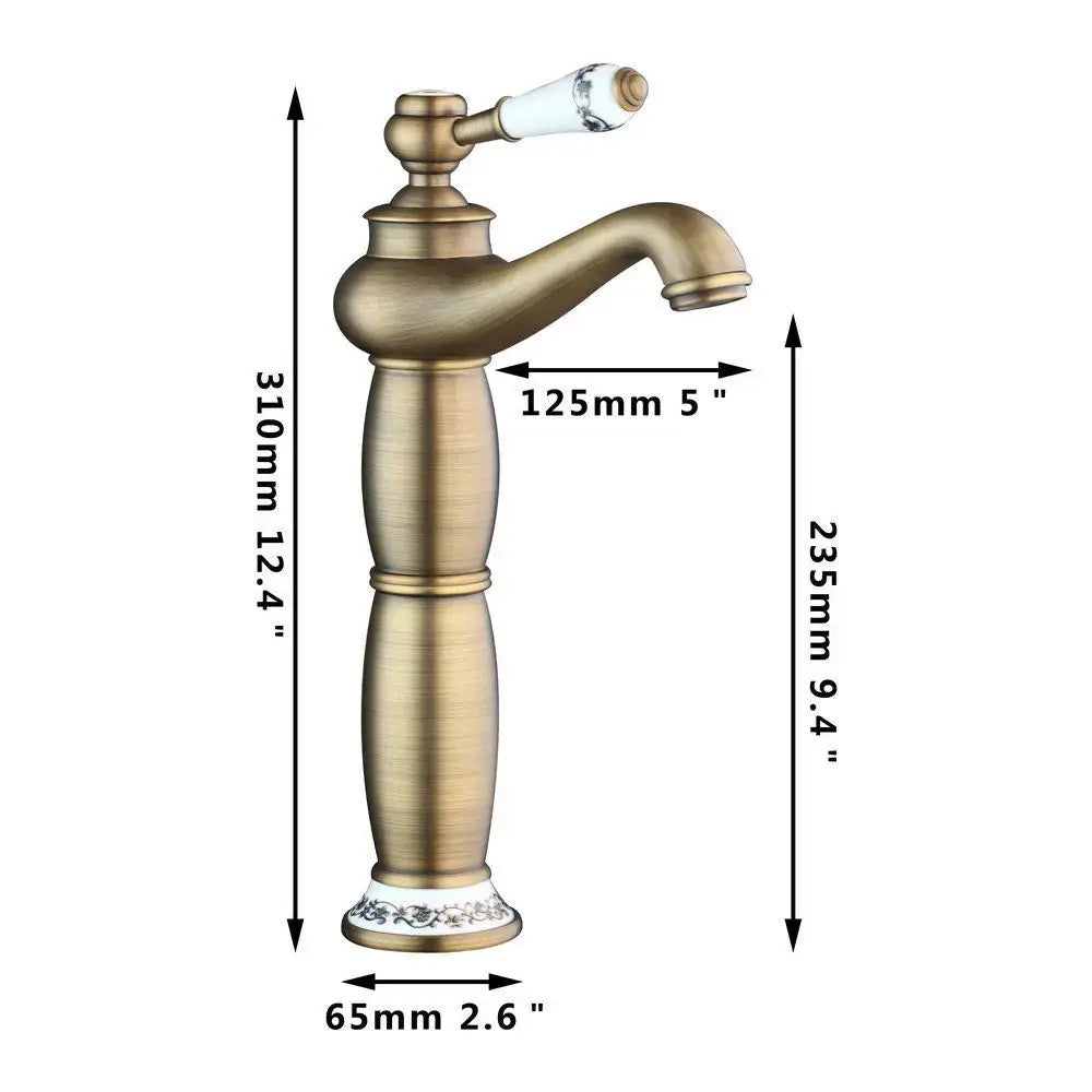 Antique brass swivel bathroom faucet with crystal handle