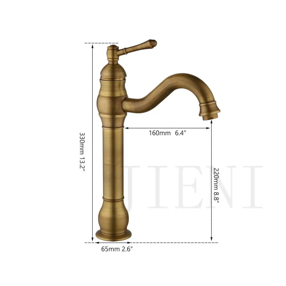 Antique brass swivel bathroom faucet with crystal handle
