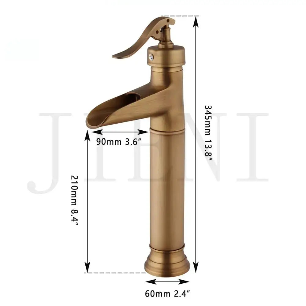 Antique brass swivel bathroom faucet with crystal handle