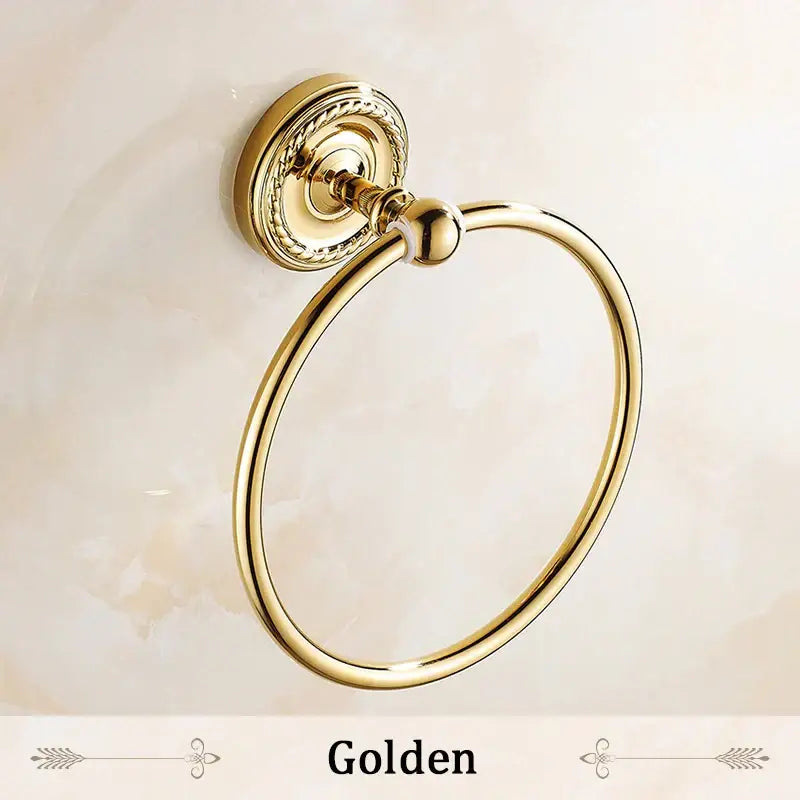 Antique brass rope textured towel ring bathroom wall rack