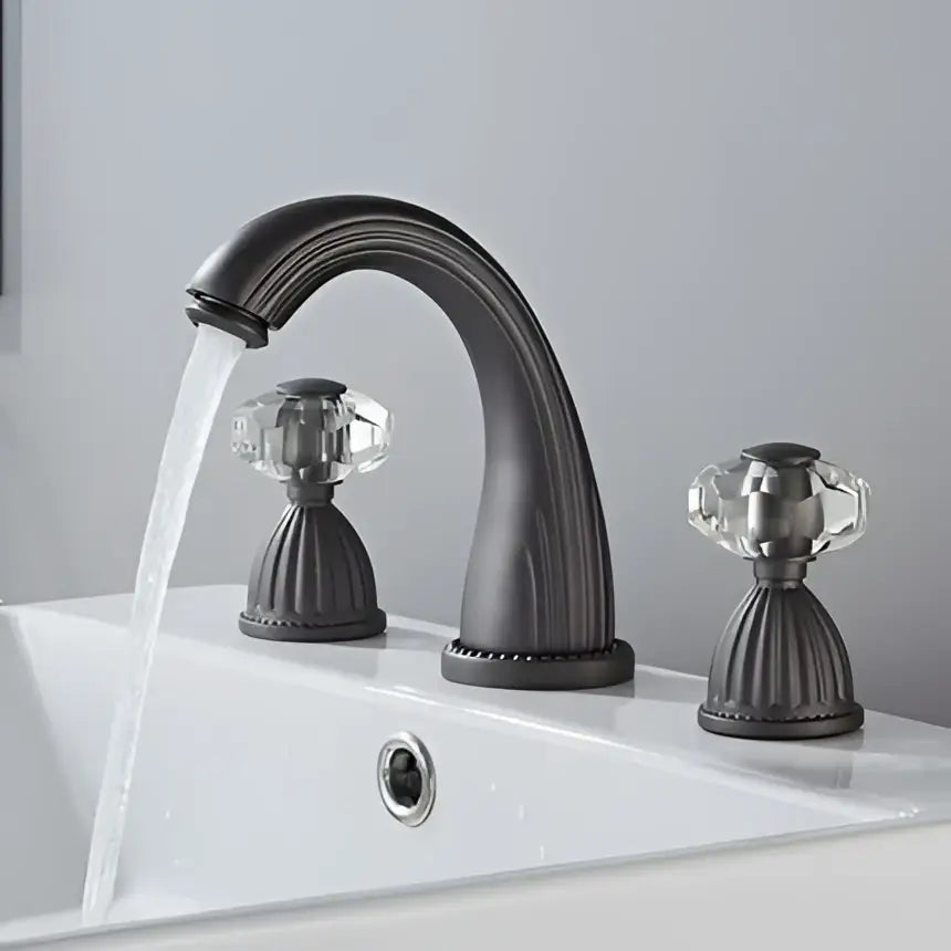 Antique bronze crystal widespread basin faucet bathroom hot cold mixer