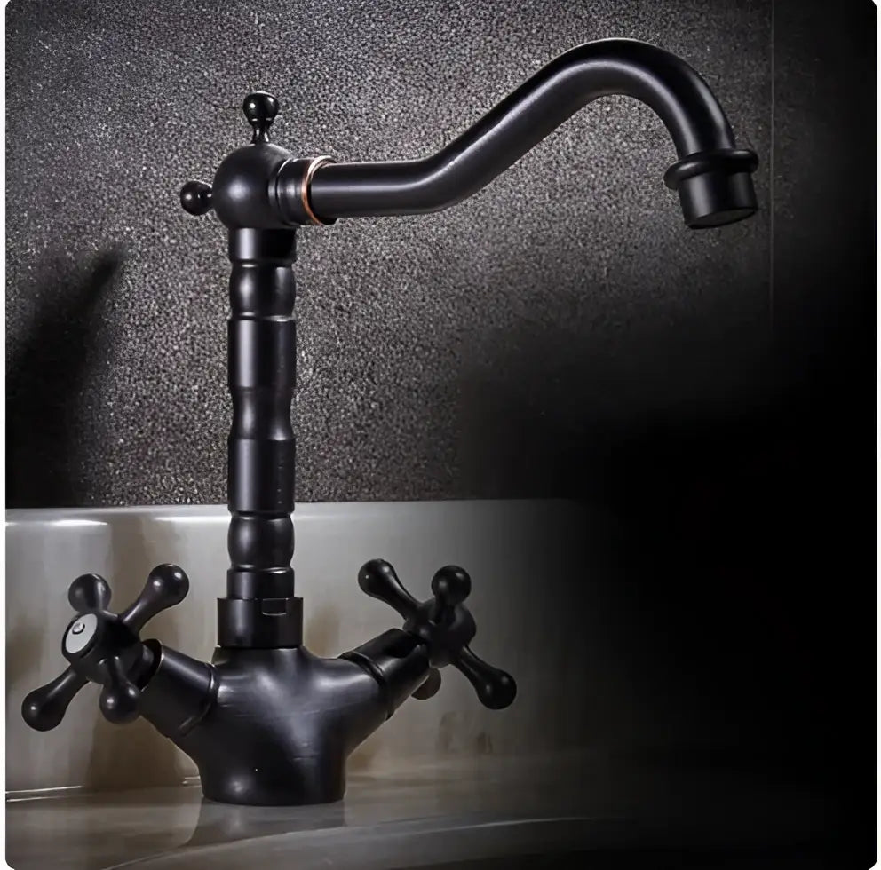 Antique bronze brass swivel basin faucet kitchen curved spout
