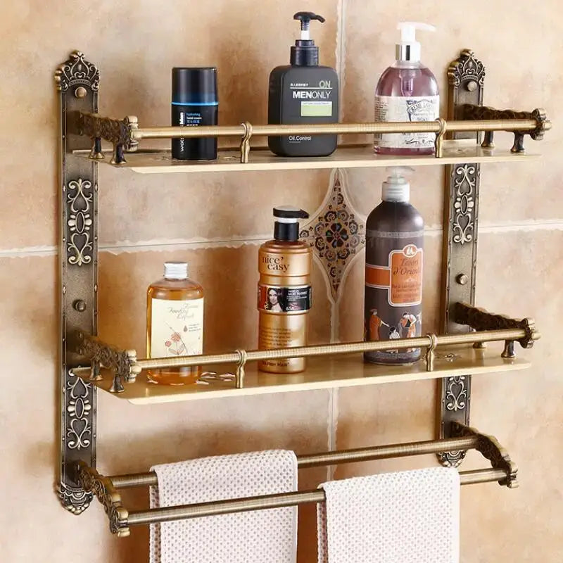 Antique bronze carved aluminum bathroom accessories set