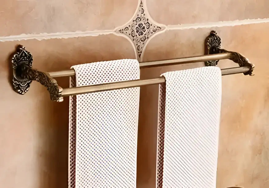 Antique bronze carved aluminum bathroom accessories set