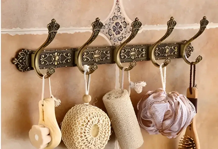 Antique bronze carved aluminum bathroom accessories set