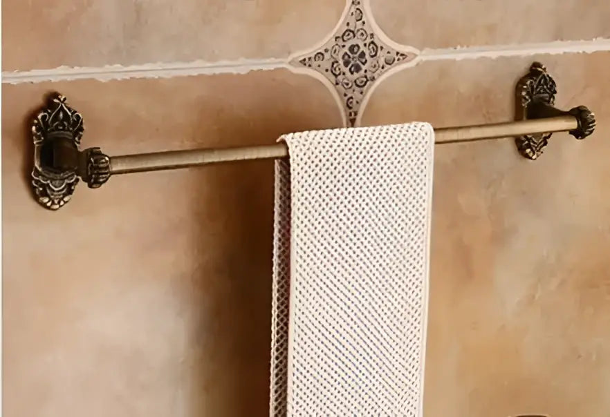 Antique bronze carved aluminum bathroom accessories set