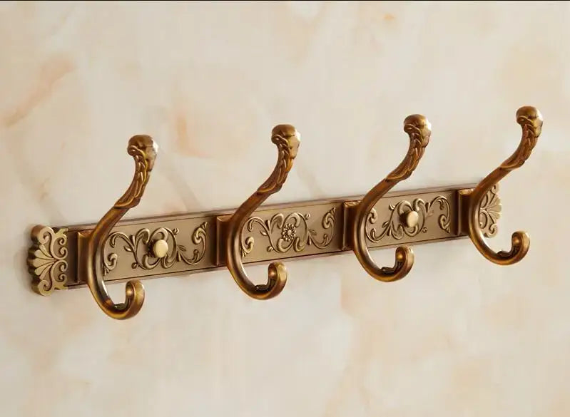 Antique bronze carved robe hook rack for bathroom and kitchen
