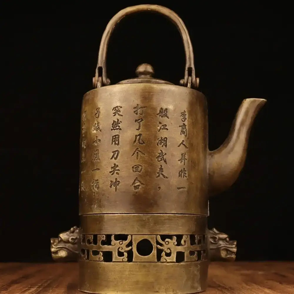 Antique engraved brass warm wine pots kitchen decor