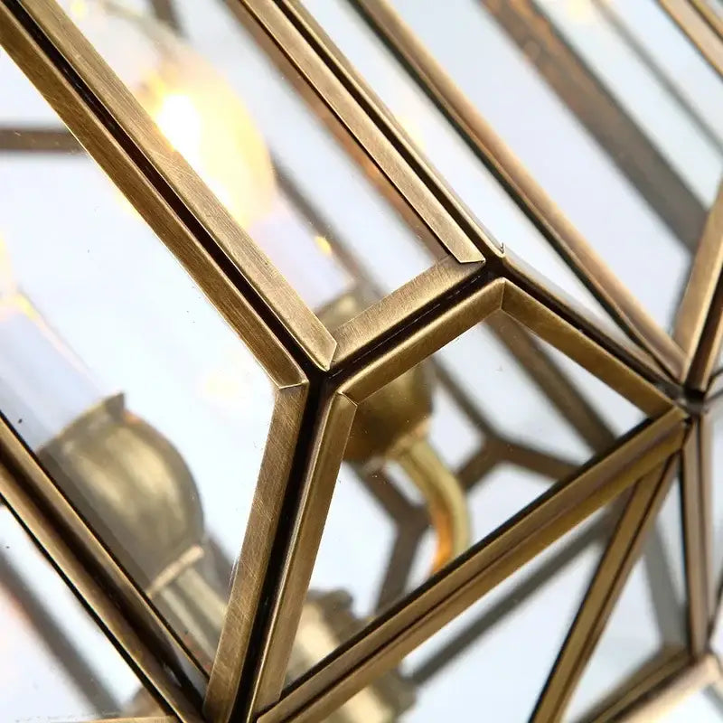 Geometric antique glass pendant light – dining room lantern