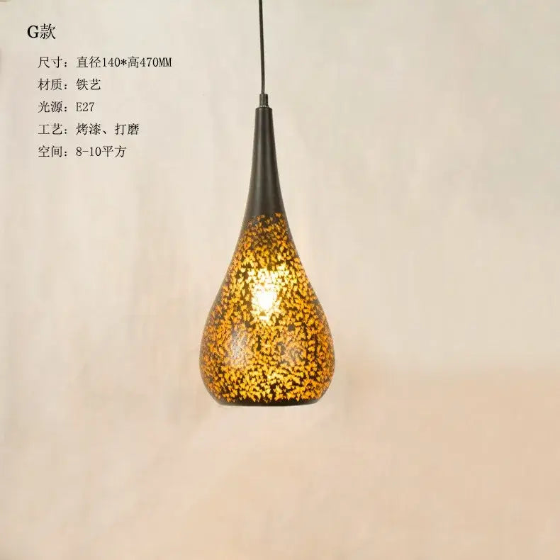 Antique hollow carving golden pendant light for dining room