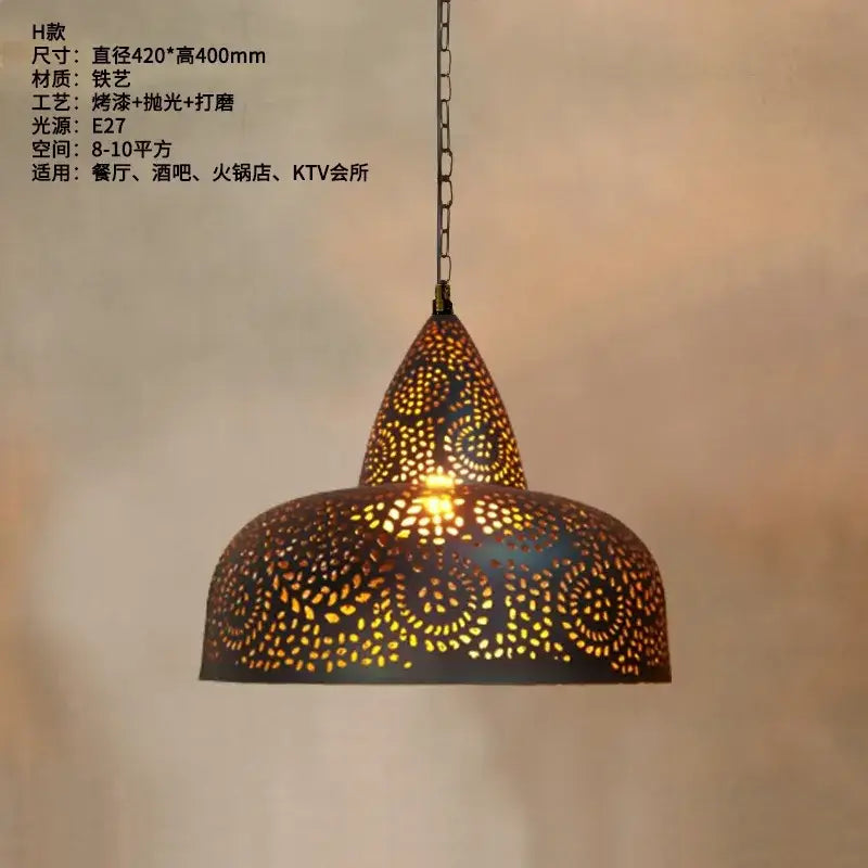 Antique hollow carving golden pendant light for dining room