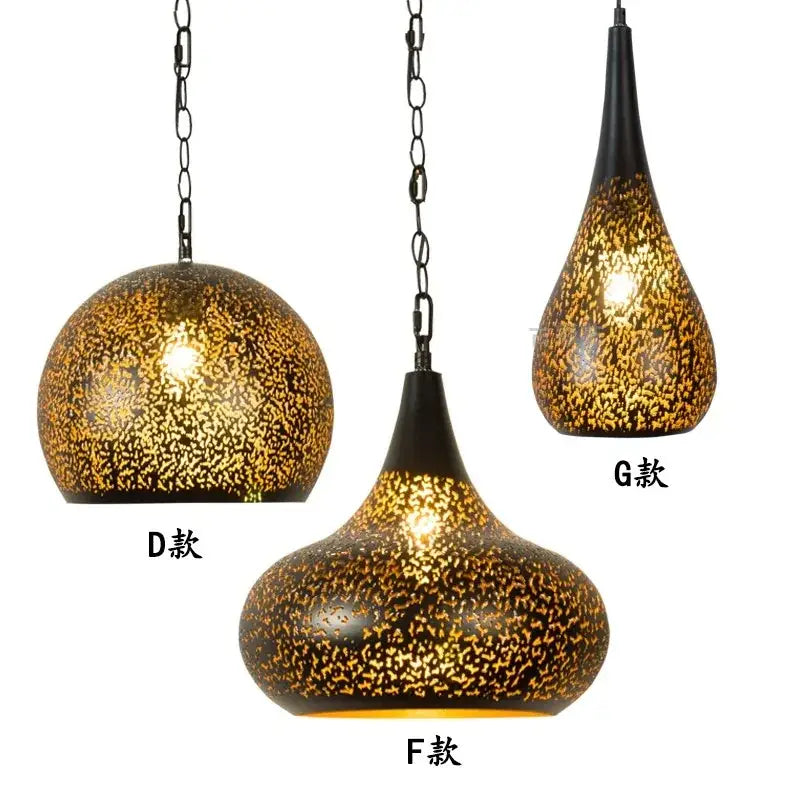 Antique hollow carving golden pendant light for dining room