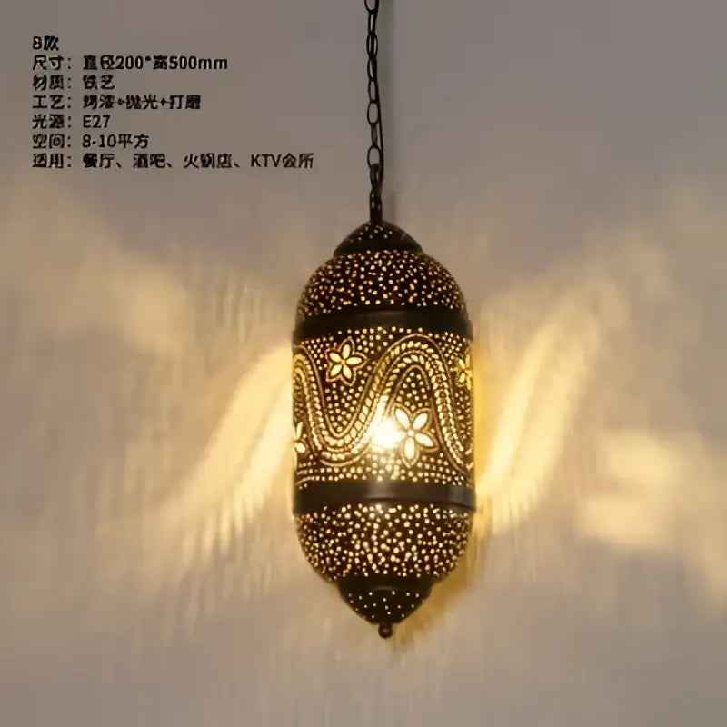 Antique hollow carving golden pendant light for dining room