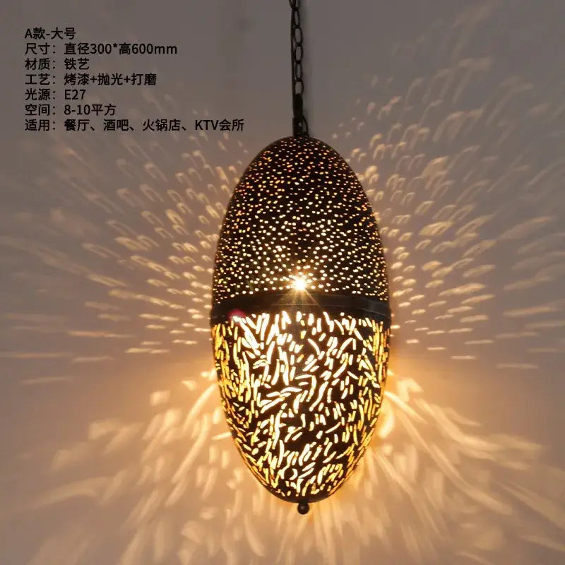 Antique hollow carving golden pendant light for dining room