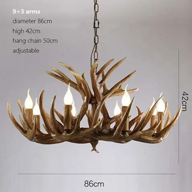 Antique resin antler chandelier golden brown dining room lighting