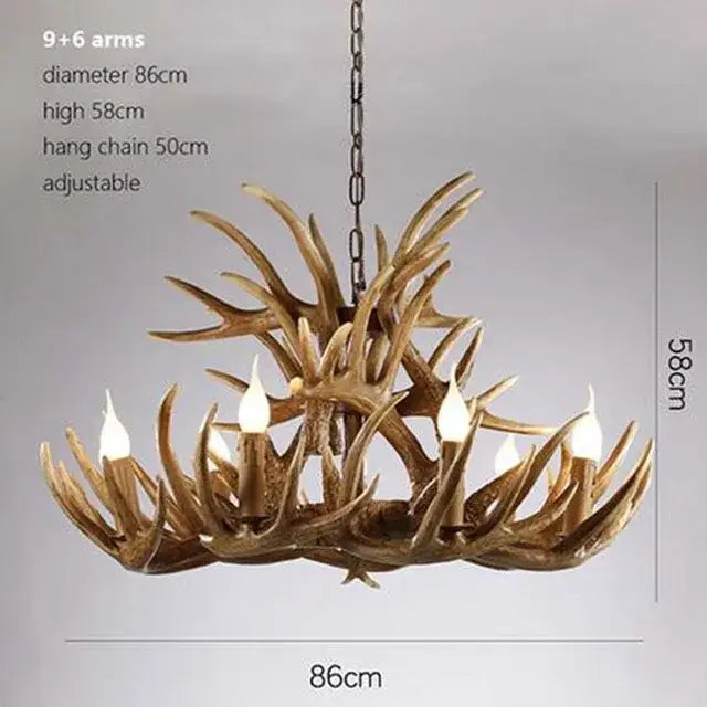 Antique resin antler chandelier golden brown dining room lighting
