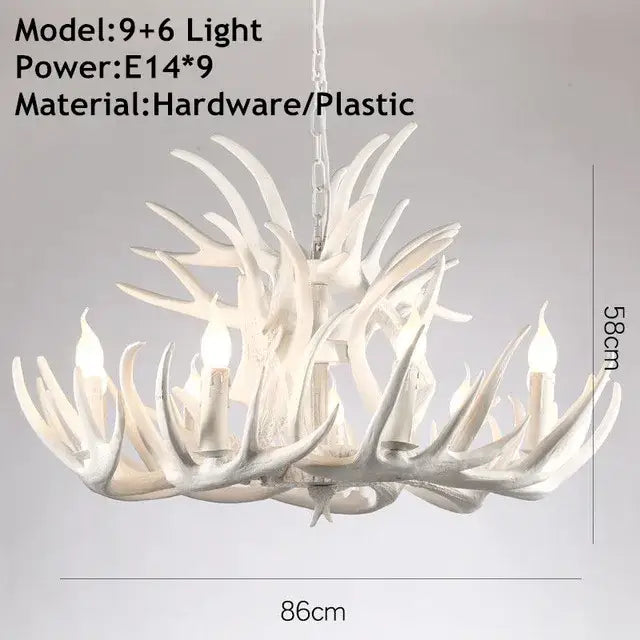 Antique resin antler chandelier golden brown dining room lighting