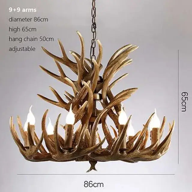 Antique resin antler chandelier golden brown dining room lighting