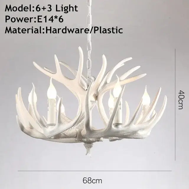 Antique resin antler chandelier golden brown dining room lighting