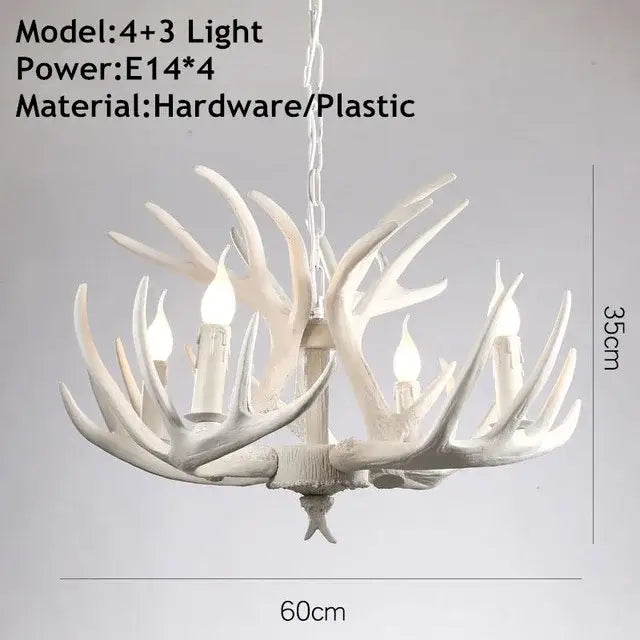 Antique resin antler chandelier golden brown dining room lighting