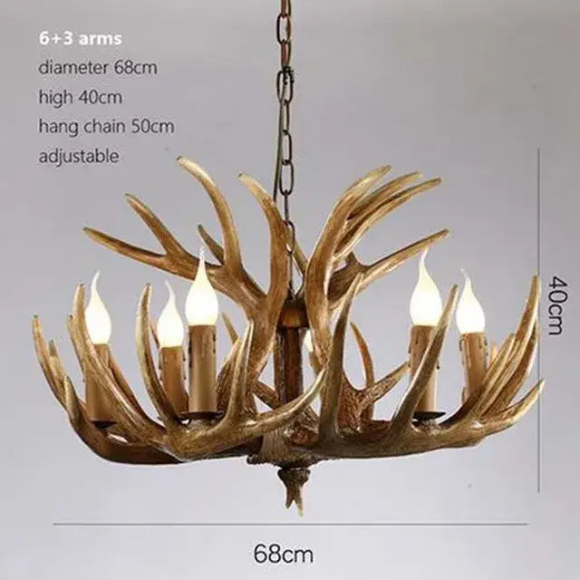 Antique resin antler chandelier golden brown dining room lighting