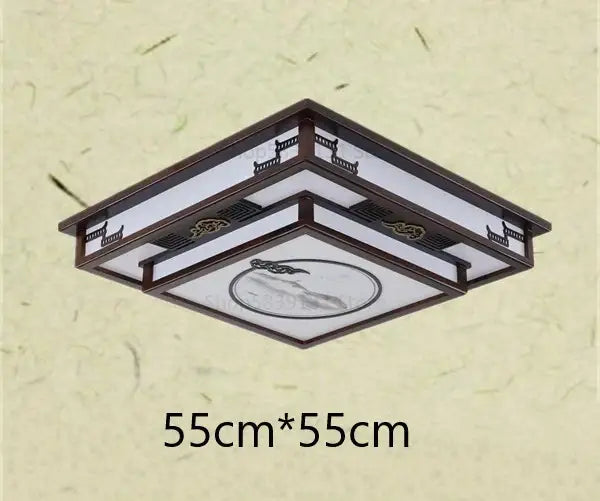Antique style solid wood chinese landscape ceiling light bedroom
