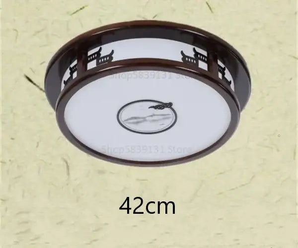 Antique style solid wood chinese landscape ceiling light bedroom