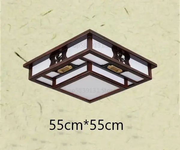 Antique style solid wood chinese landscape ceiling light bedroom