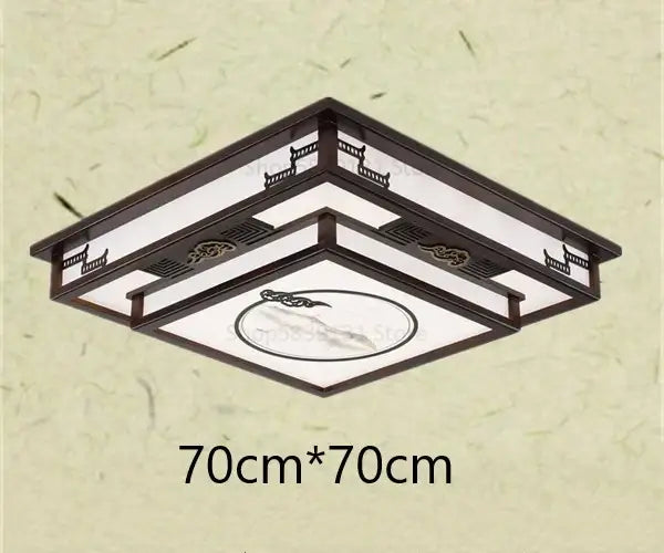 Antique style solid wood chinese landscape ceiling light bedroom