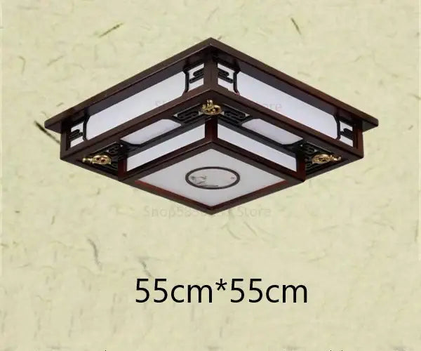 Antique style solid wood chinese landscape ceiling light bedroom