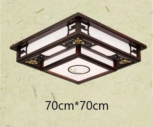 Antique style solid wood chinese landscape ceiling light bedroom
