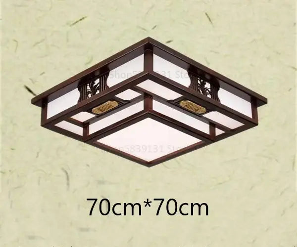 Antique style solid wood chinese landscape ceiling light bedroom