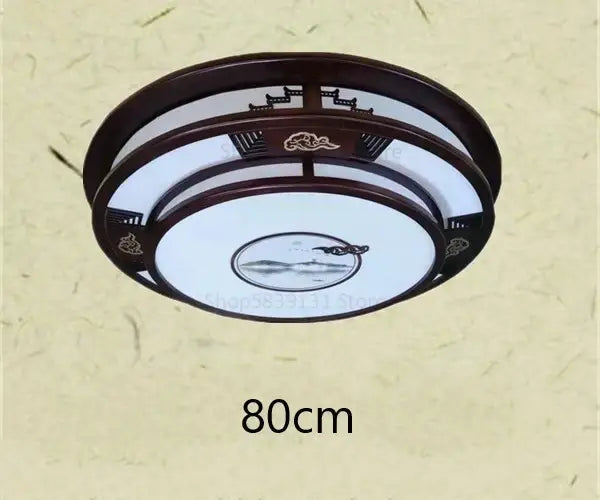 Antique style solid wood chinese landscape ceiling light bedroom