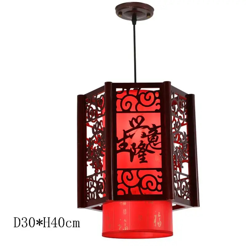 Antique wood pendant lights traditional chinese lantern dining room