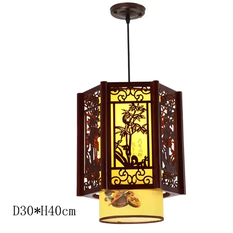 Antique wood pendant lights traditional chinese lantern dining room