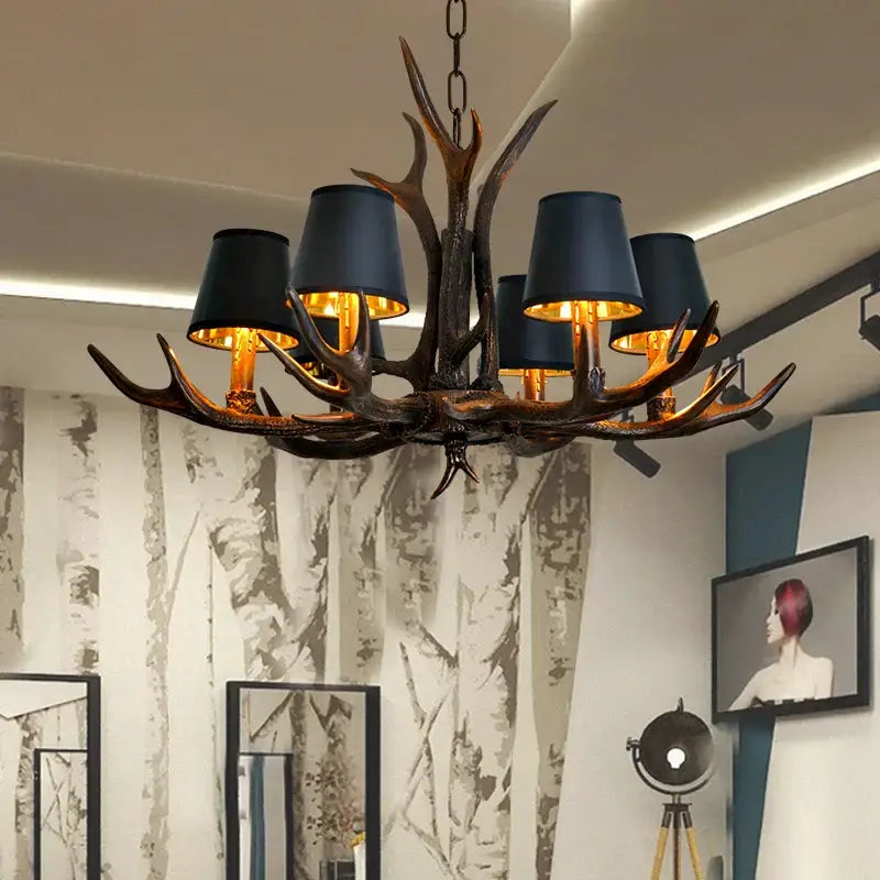 Decorbites antler chandelier bronze & black light for dining room