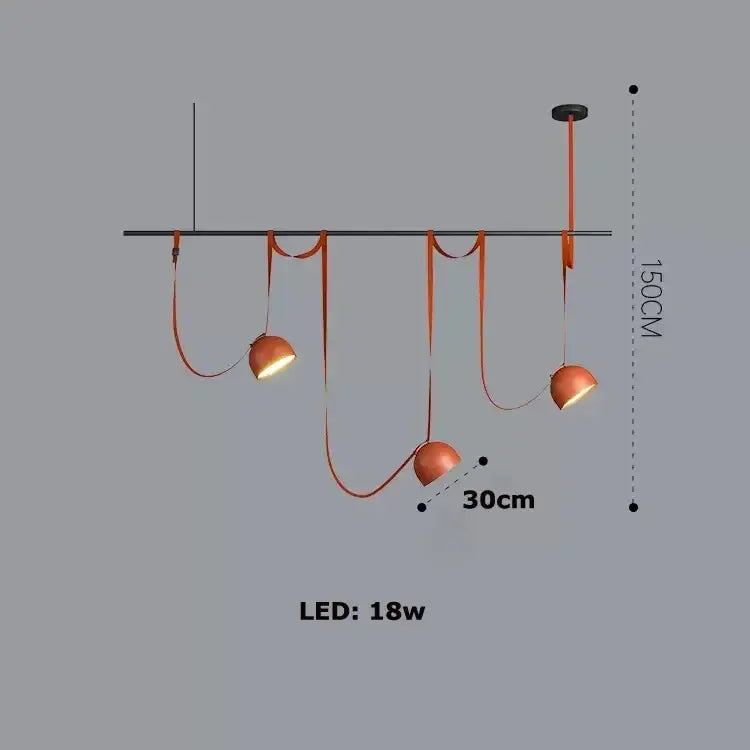 Art deco orange lustre cross belt pendant light – living room