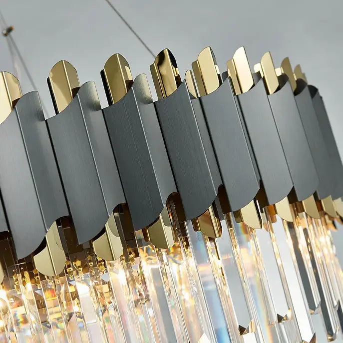 Art deco golden black crystal pendant lights for dining room
