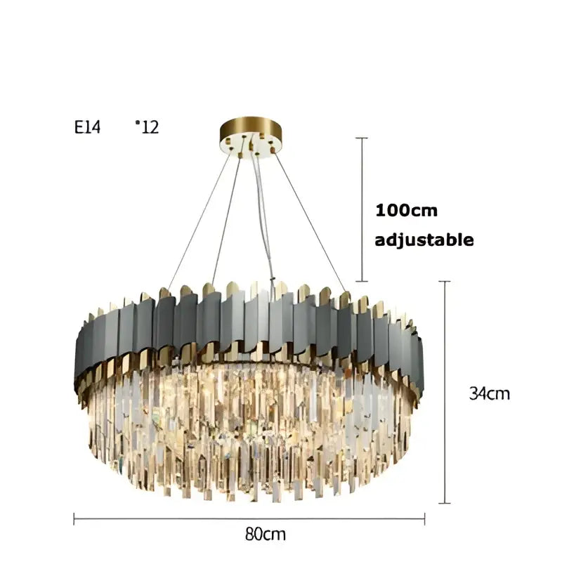 Art deco golden black crystal pendant lights for dining room