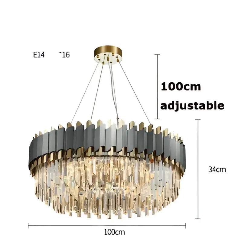 Art deco golden black crystal pendant lights for dining room