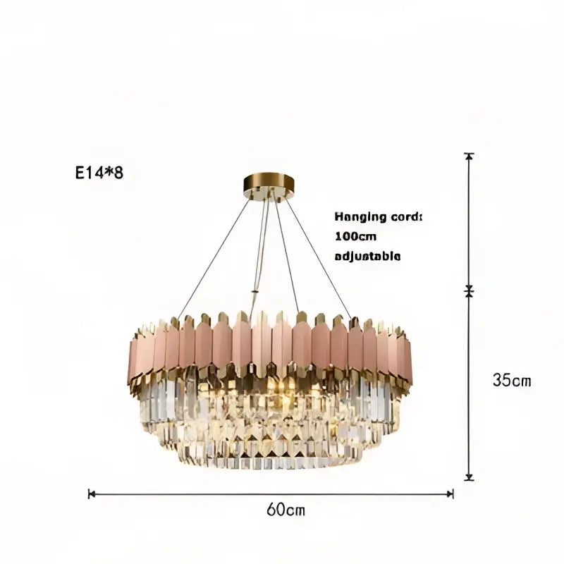 Art deco golden crystal chandelier dining room led hanging lamp