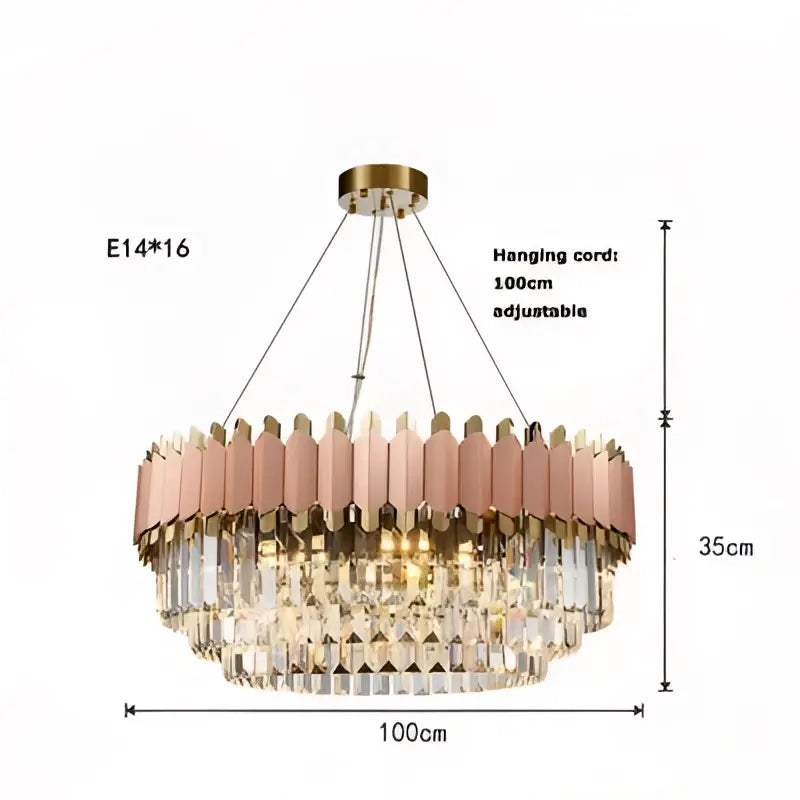 Art deco golden crystal chandelier dining room led hanging lamp