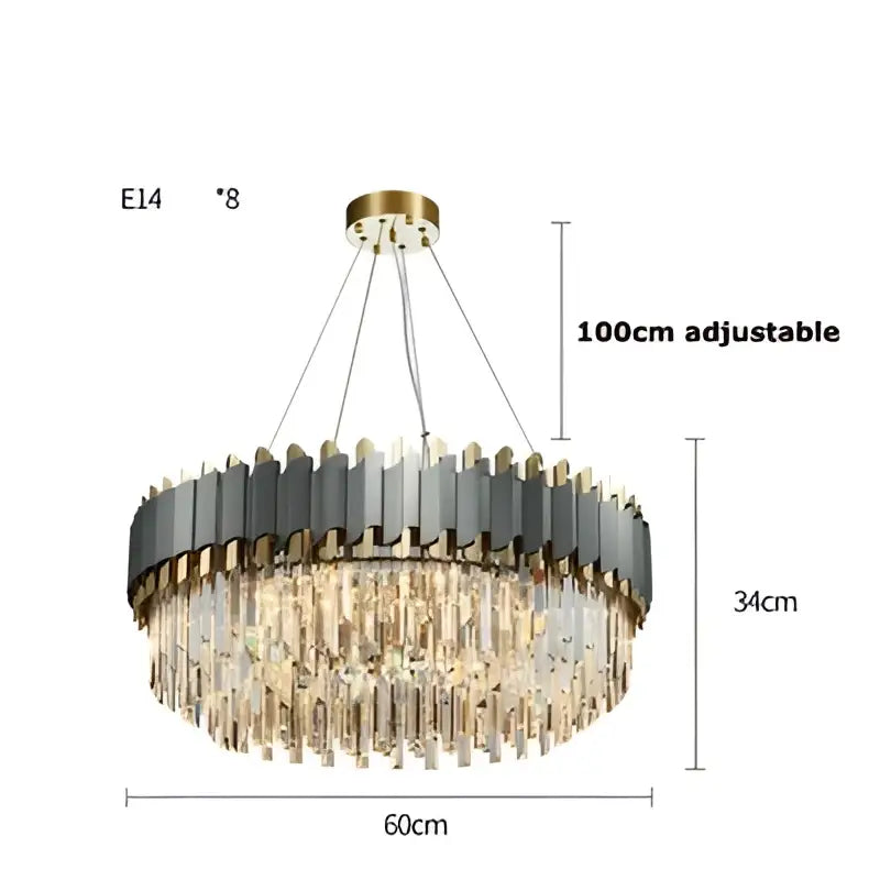 Art deco golden crystal chandelier dining room led hanging lamp