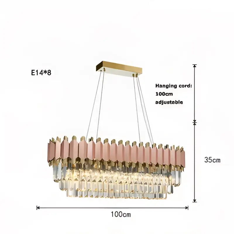 Art deco golden crystal chandelier dining room led hanging lamp