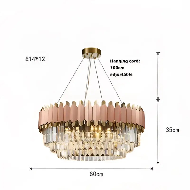 Art deco golden crystal chandelier dining room led hanging lamp