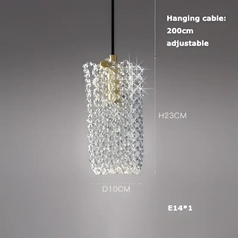 Art deco clear woven glass pendant light dining room brass accent